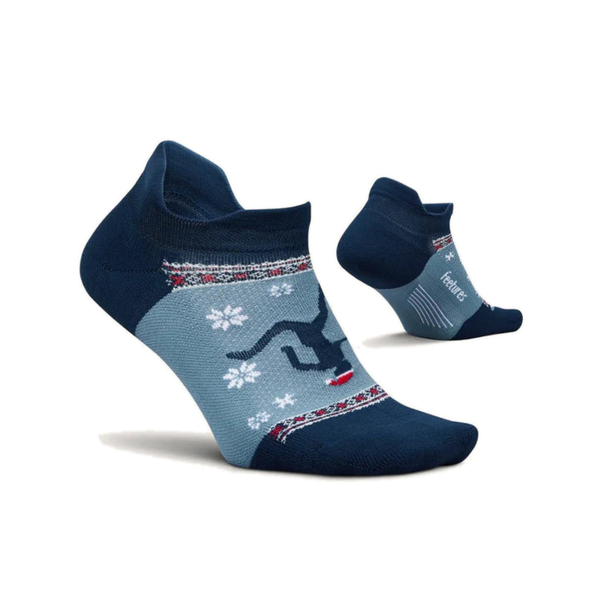 Feetures Elite Light Cushion No Show Tab Holiday Run Blue