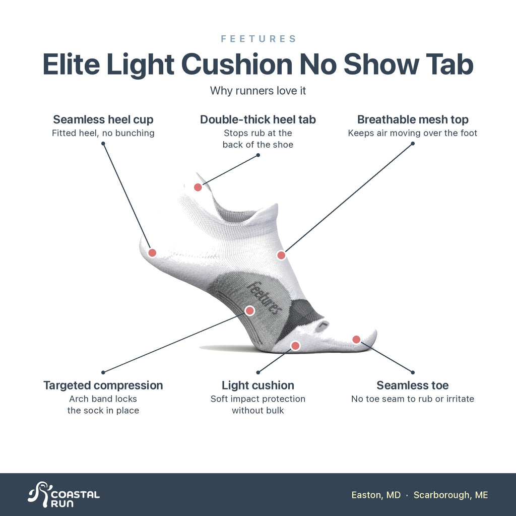 Feetures Elite Light Cushion No Show Tab White features