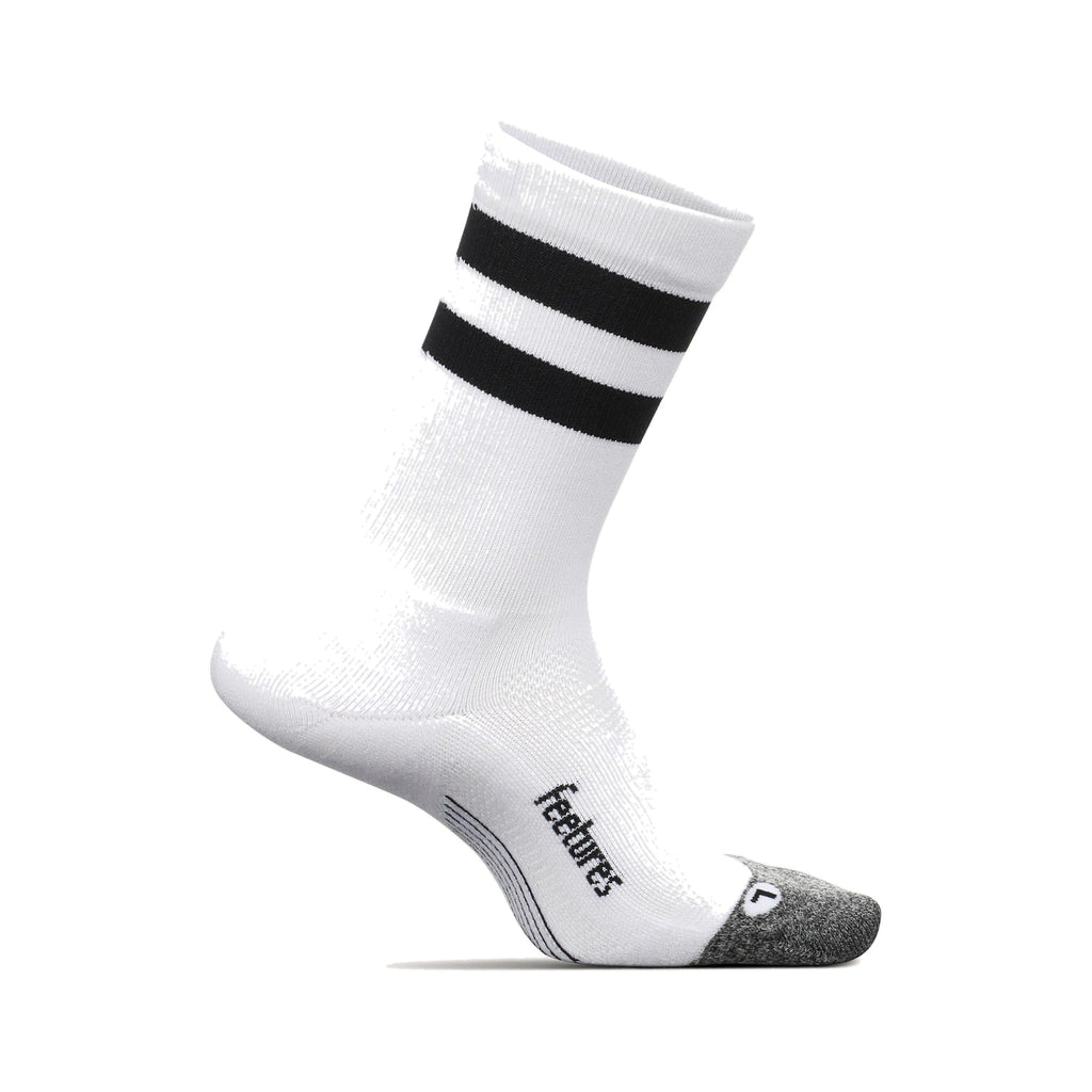 Feetures Elite LC Mini Crew White High Top Stripe