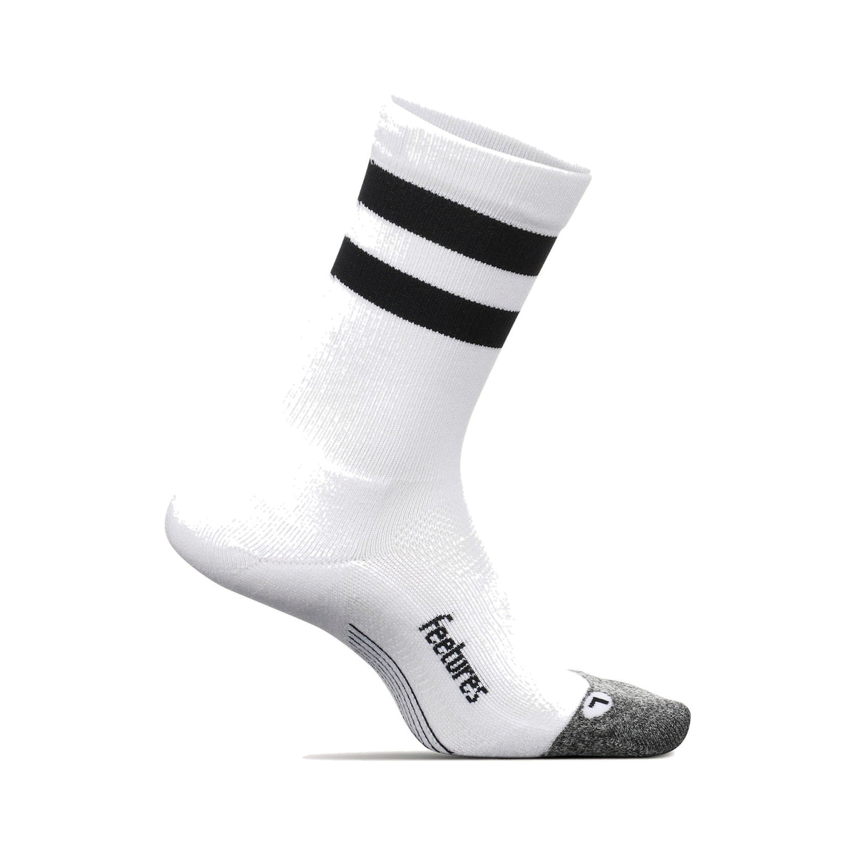 Feetures Elite LC Mini Crew White High Top Stripe