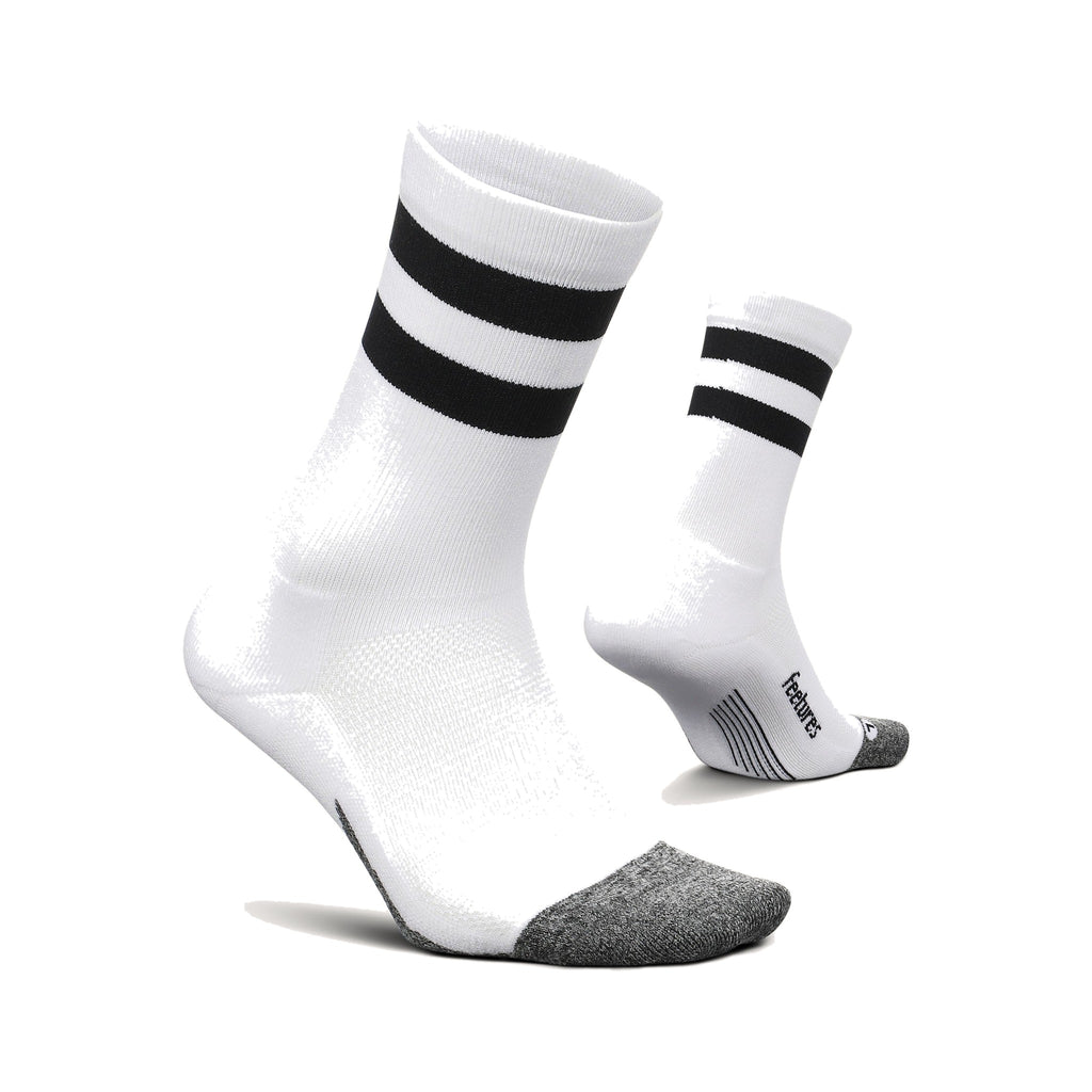 Feetures Elite LC Mini Crew White High Top Stripe
