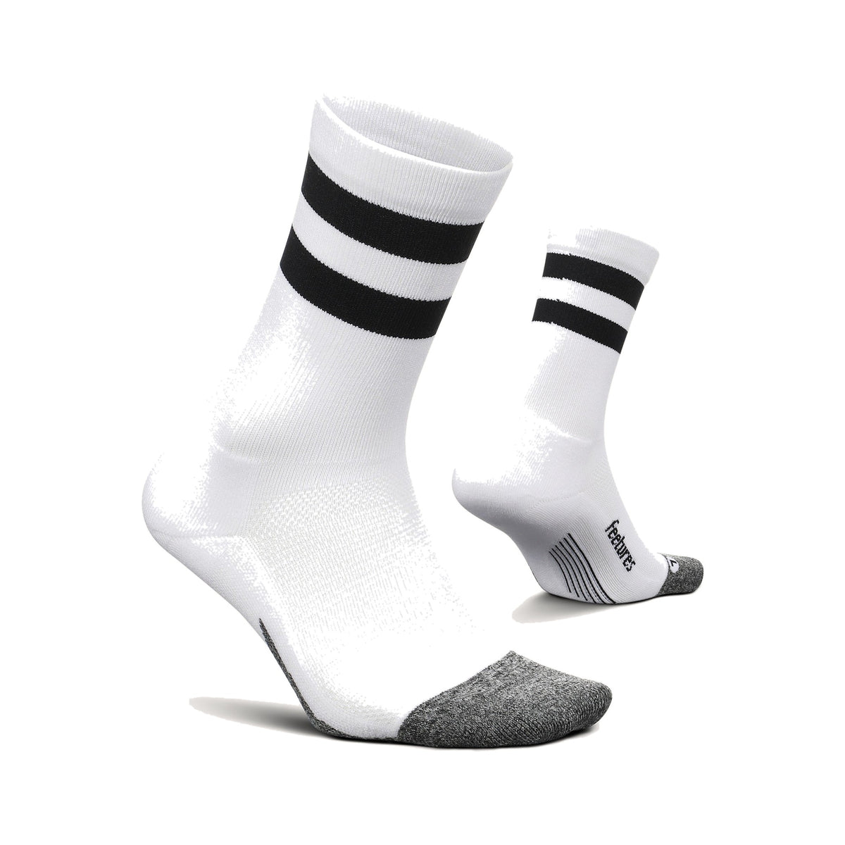 Feetures Elite LC Mini Crew White High Top Stripe