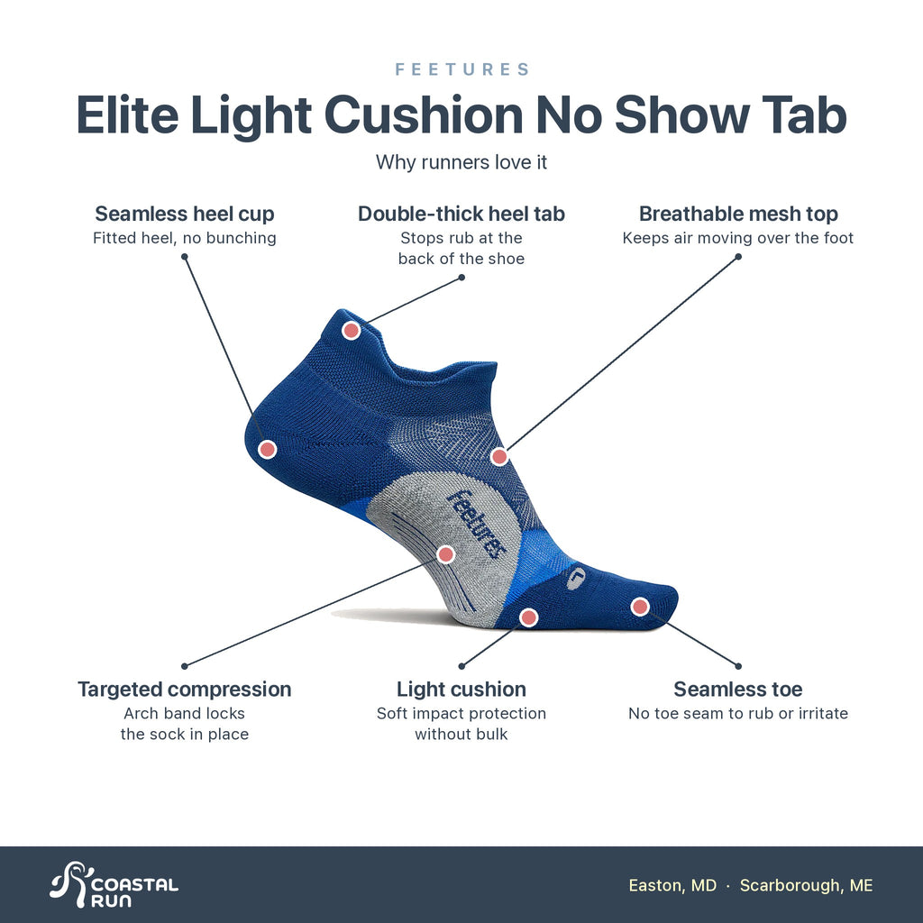 Feetures Elite Light Cushion No Show Tab Navy Mist features