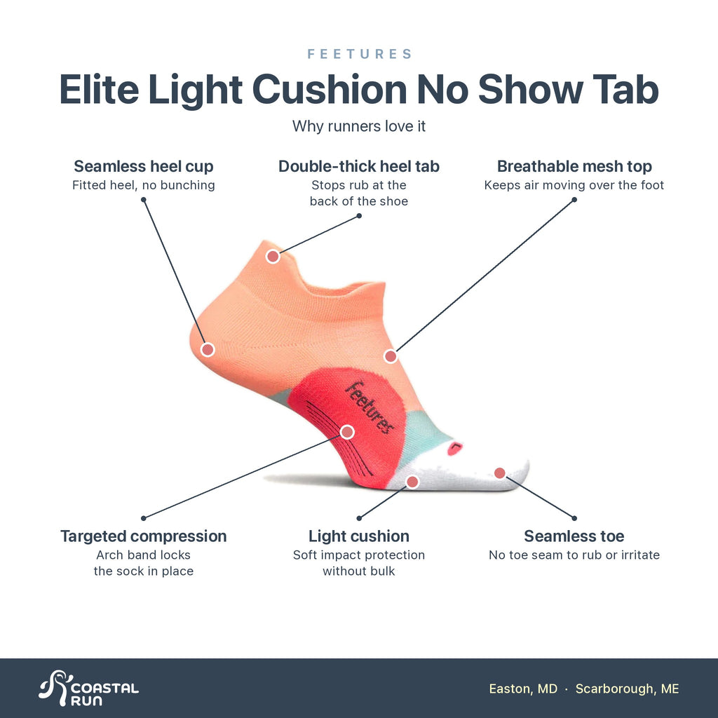 Feetures Elite Light Cushion No Show Tab Vibrant Reef features