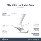 Feetures Elite Mini Crew Ultra Light features