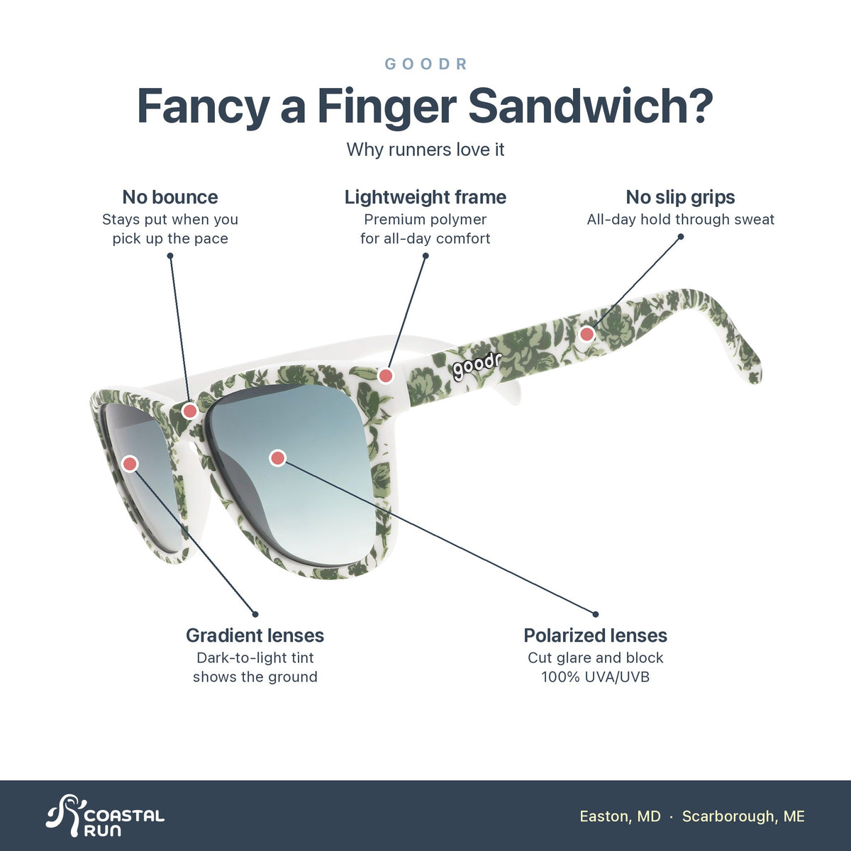 Goodr Fancy a Finger Sandwich features