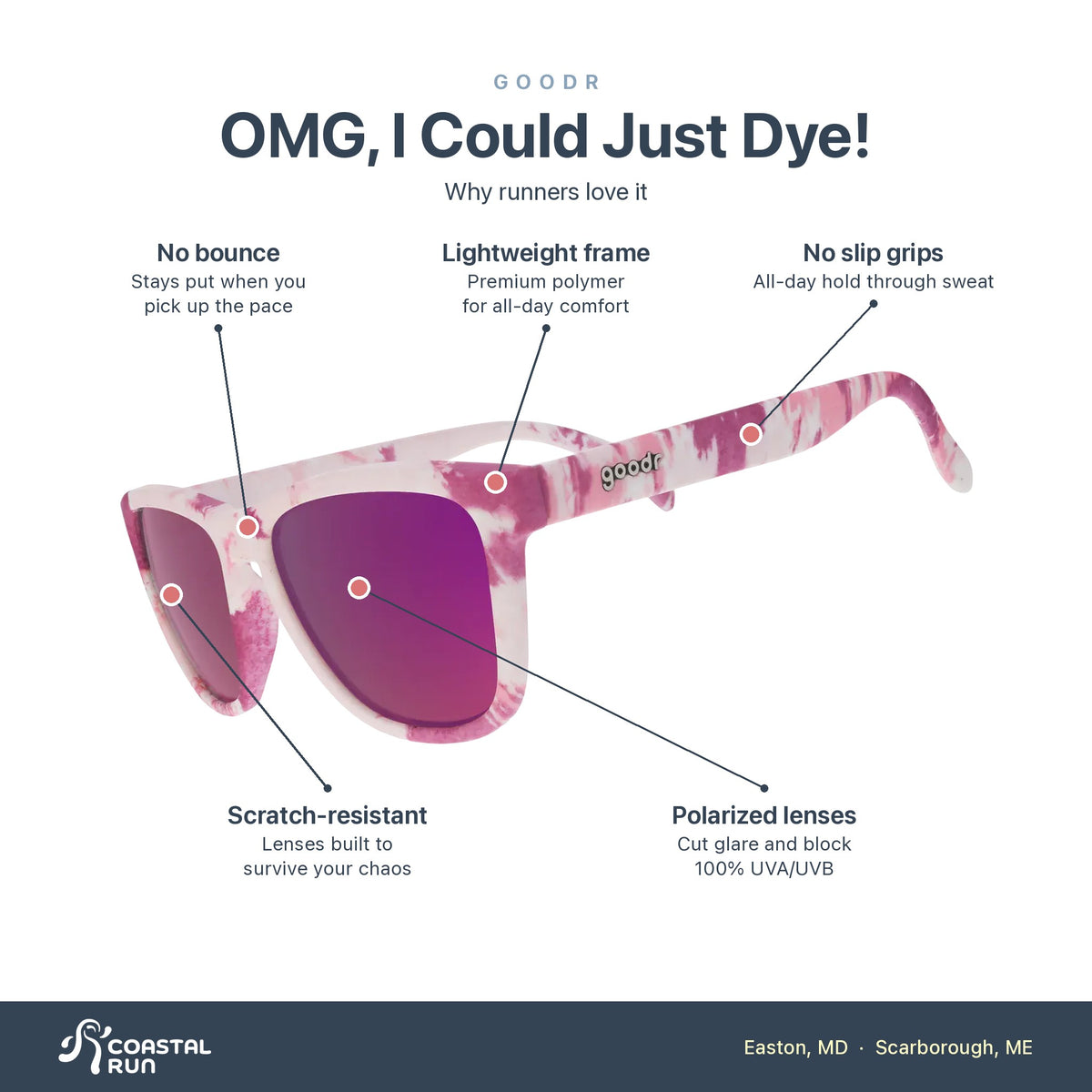 Goodr OMG, I Could Just Dye! features