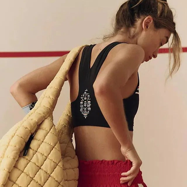 PRINTED WIN WIN BRA - BLACK