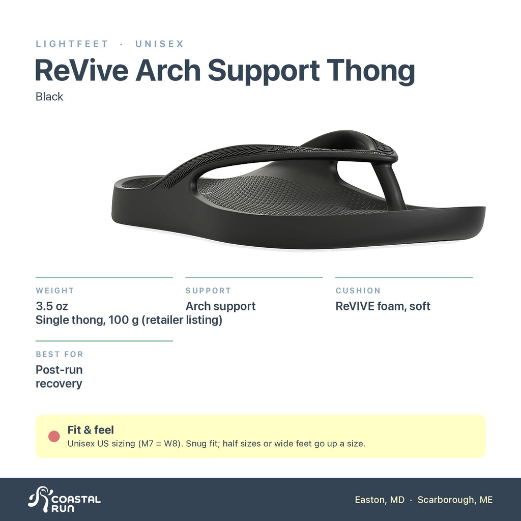 LightFeet ReVive Arch Support Thong Black specs
