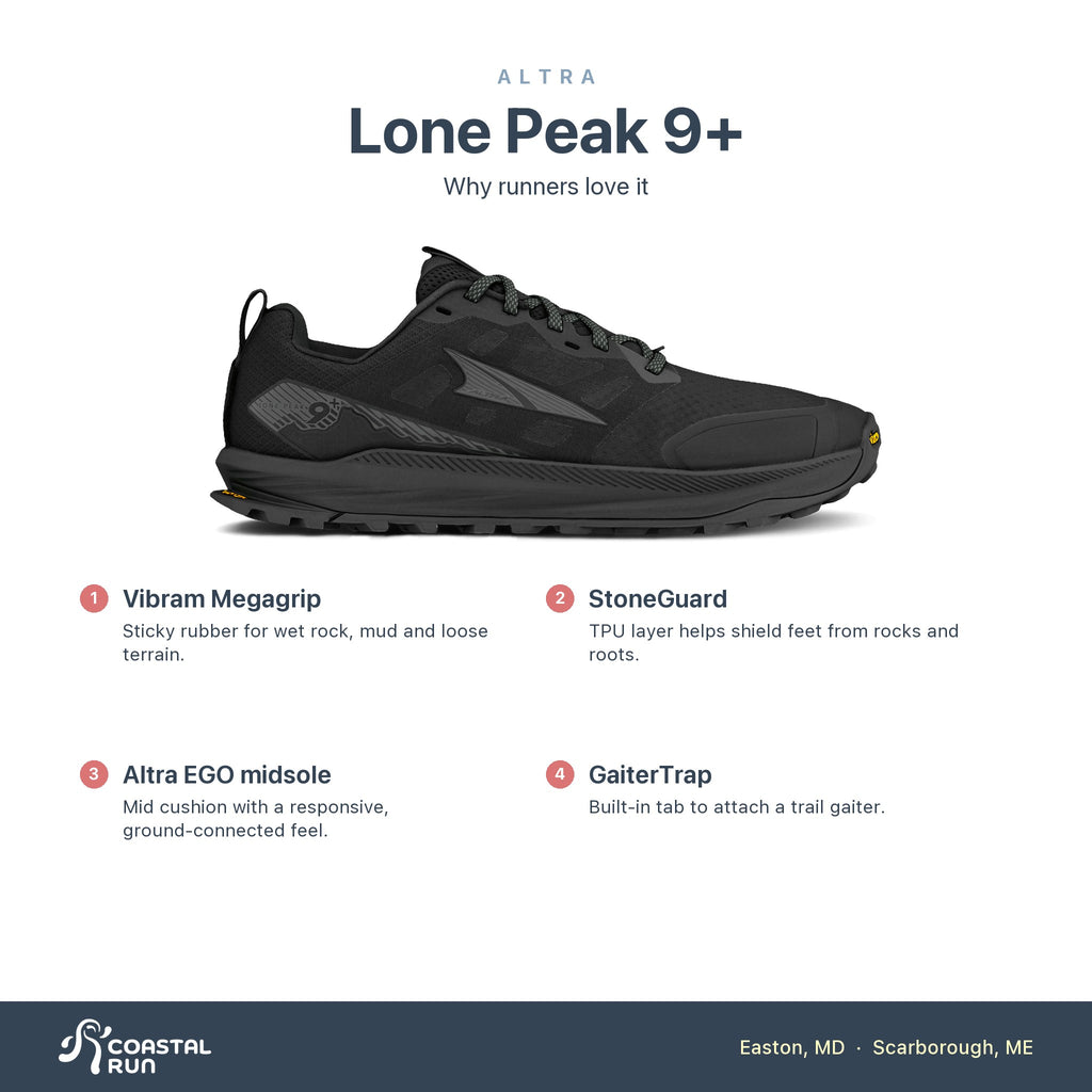 Men's Altra Lone Peak 9+ Black features