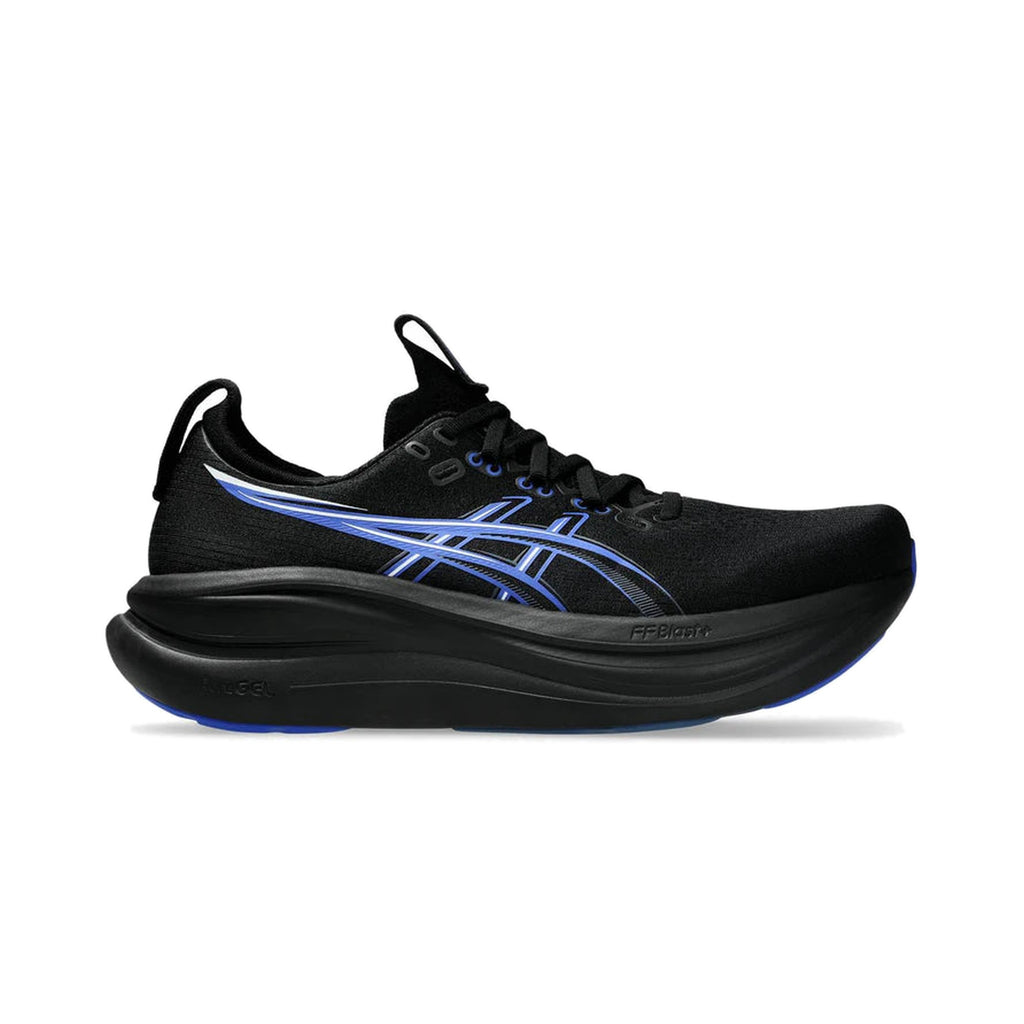 Men's ASICS Gel Nimbus 28 Black-Neon Blue running shoe