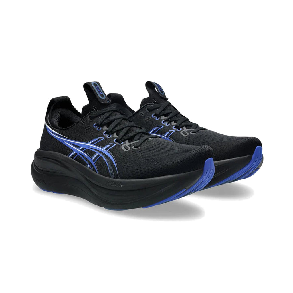 Men's ASICS Gel Nimbus 28 Black-Neon Blue running shoe