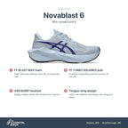 Men's ASICS Novablast 6 Solid Air-Prussian Blue features