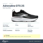 Men's Brooks Adrenaline GTS 25 Black-Grey-White specs