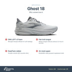 Men's Brooks Ghost 18 Primer Grey-Oyster Mushroom features