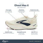 Men's Brooks Ghost Max 4 Arctic Wolf-Navy-Coconut features
