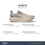 Men's HOKA Arahi 8 TRUFFLE SALT - OYSTER MUSHROOM features
