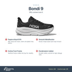 Men's HOKA Bondi 9 Black-White features