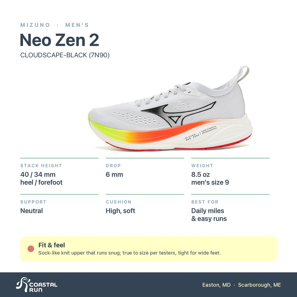 Men's Mizuno Neo Zen 2 CLOUDSCAPE-BLACK (7N90) specs