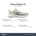 Men's Mizuno Wave Inspire 22 FOGGY DEW-WHITE features