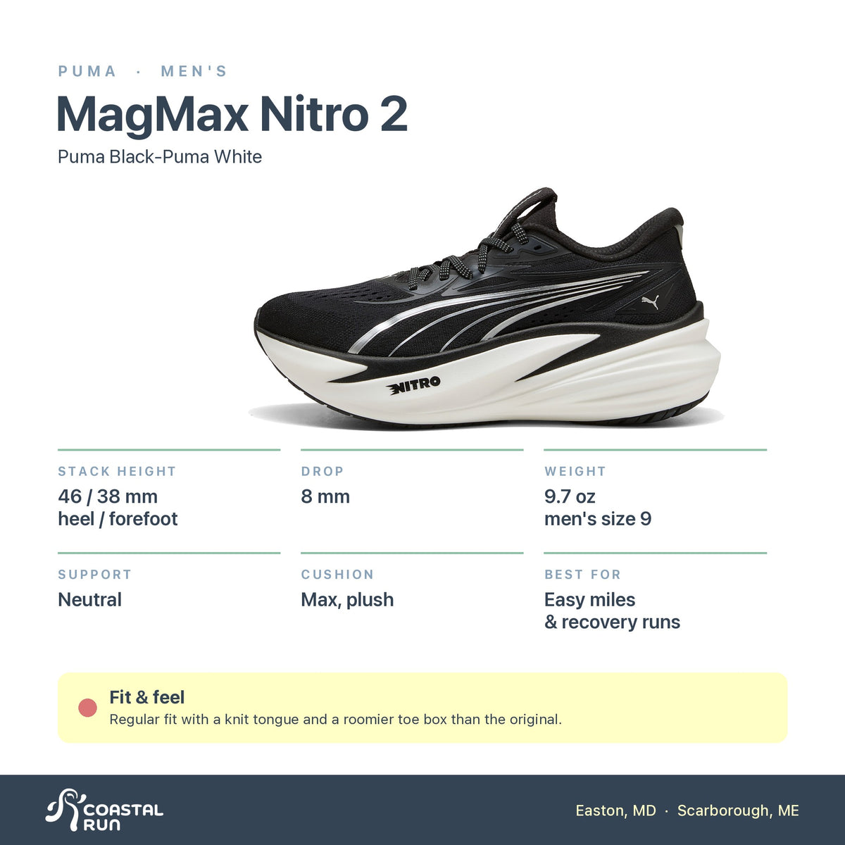 Men's PUMA MagMax Nitro 2 Puma Black-Puma White specs