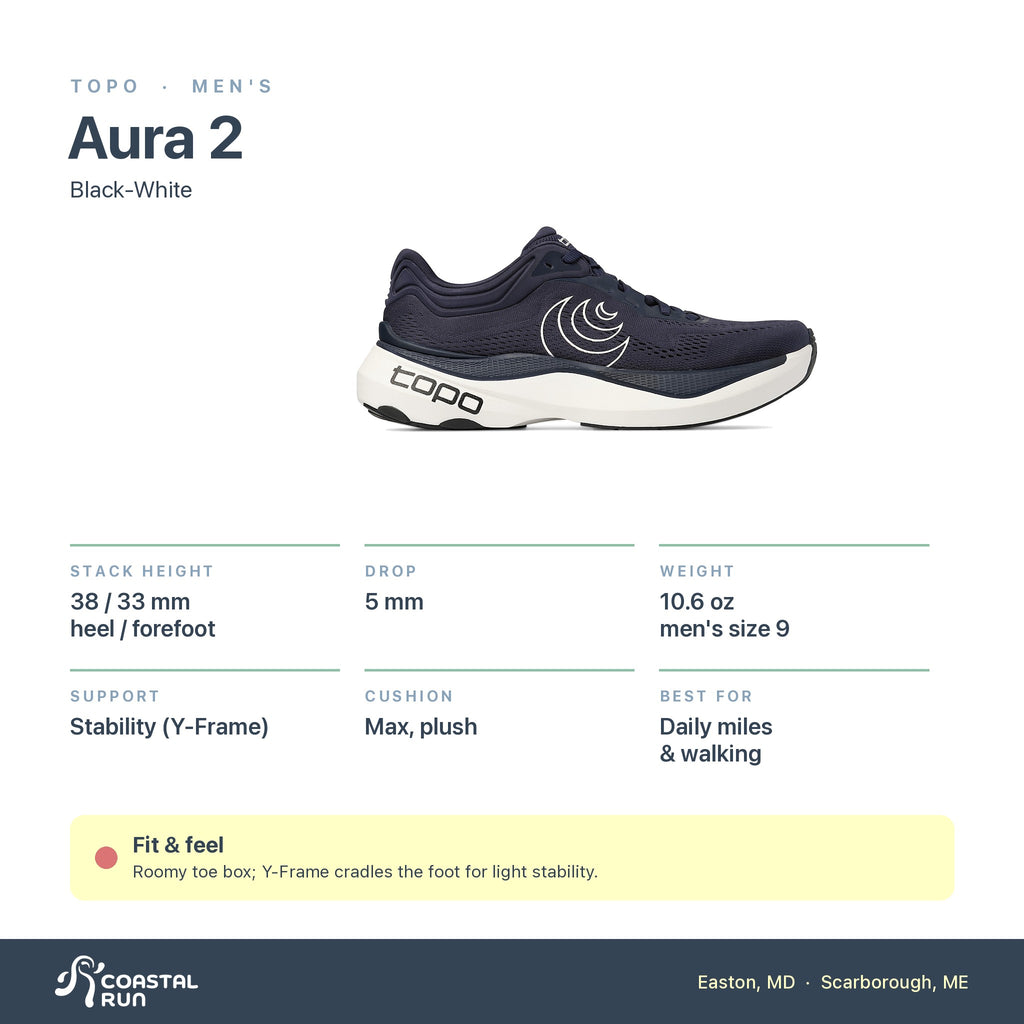 Men's Topo Aura 2 Black-White specs