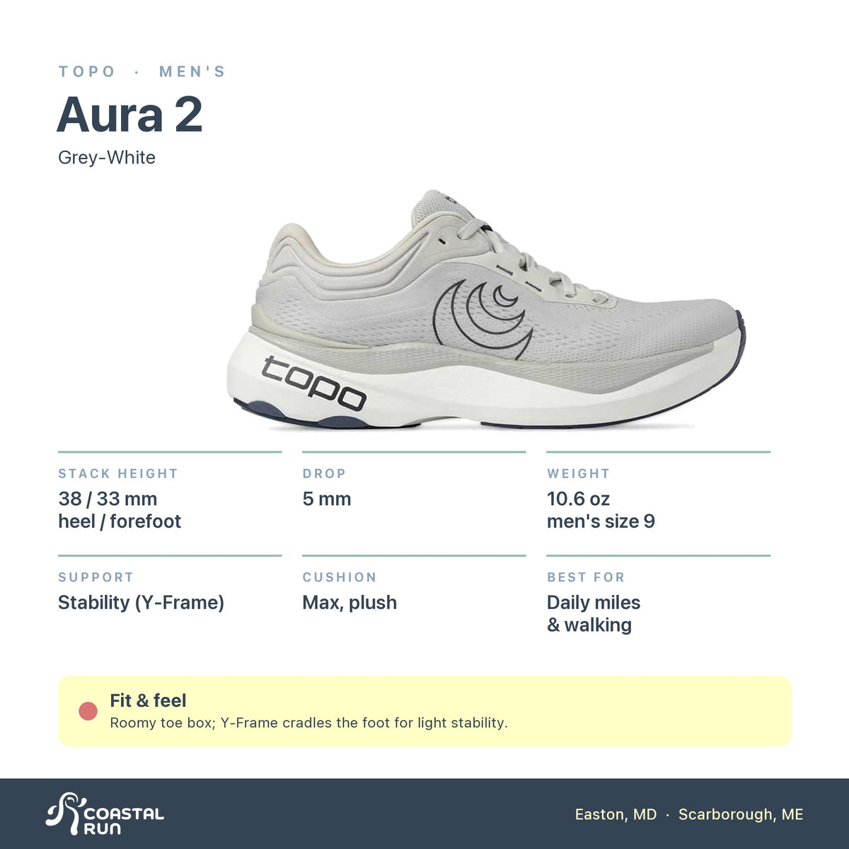 Men's Topo Aura 2 Grey-White specs