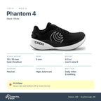 Men's Topo Phantom 4 Black-White specs