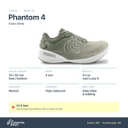 Men's Topo Phantom 4 Khaki-White specs