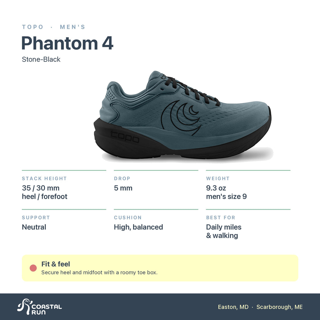 Men's Topo Phantom 4 Stone-Black specs