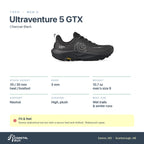 Men's Topo Ultraventure 5 GTX Charcoal-Black specs