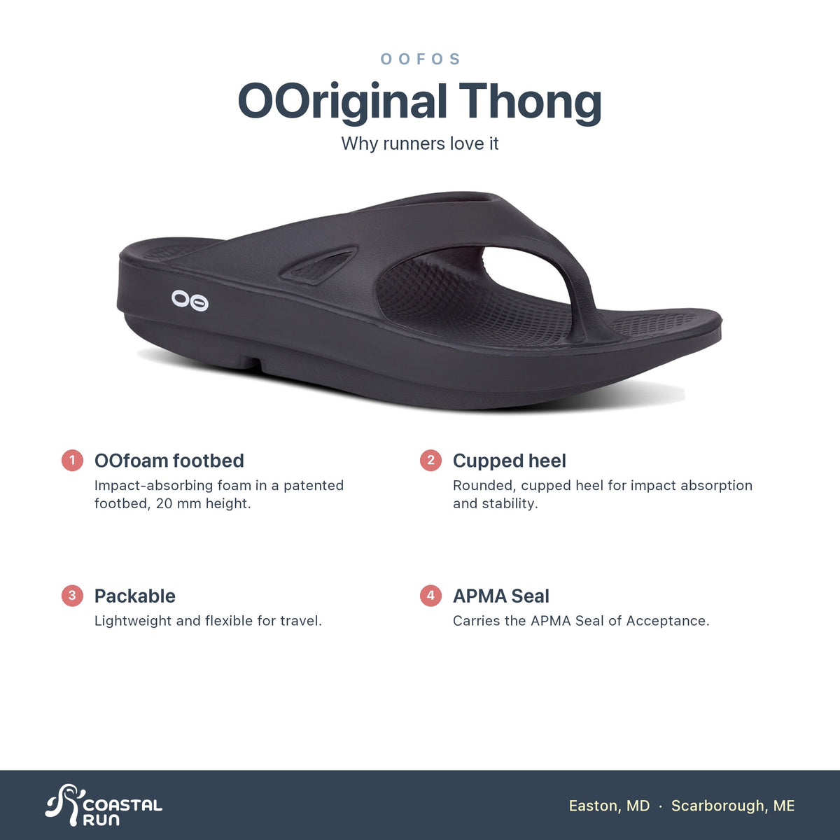 OOFOS OOriginal Thong Black features