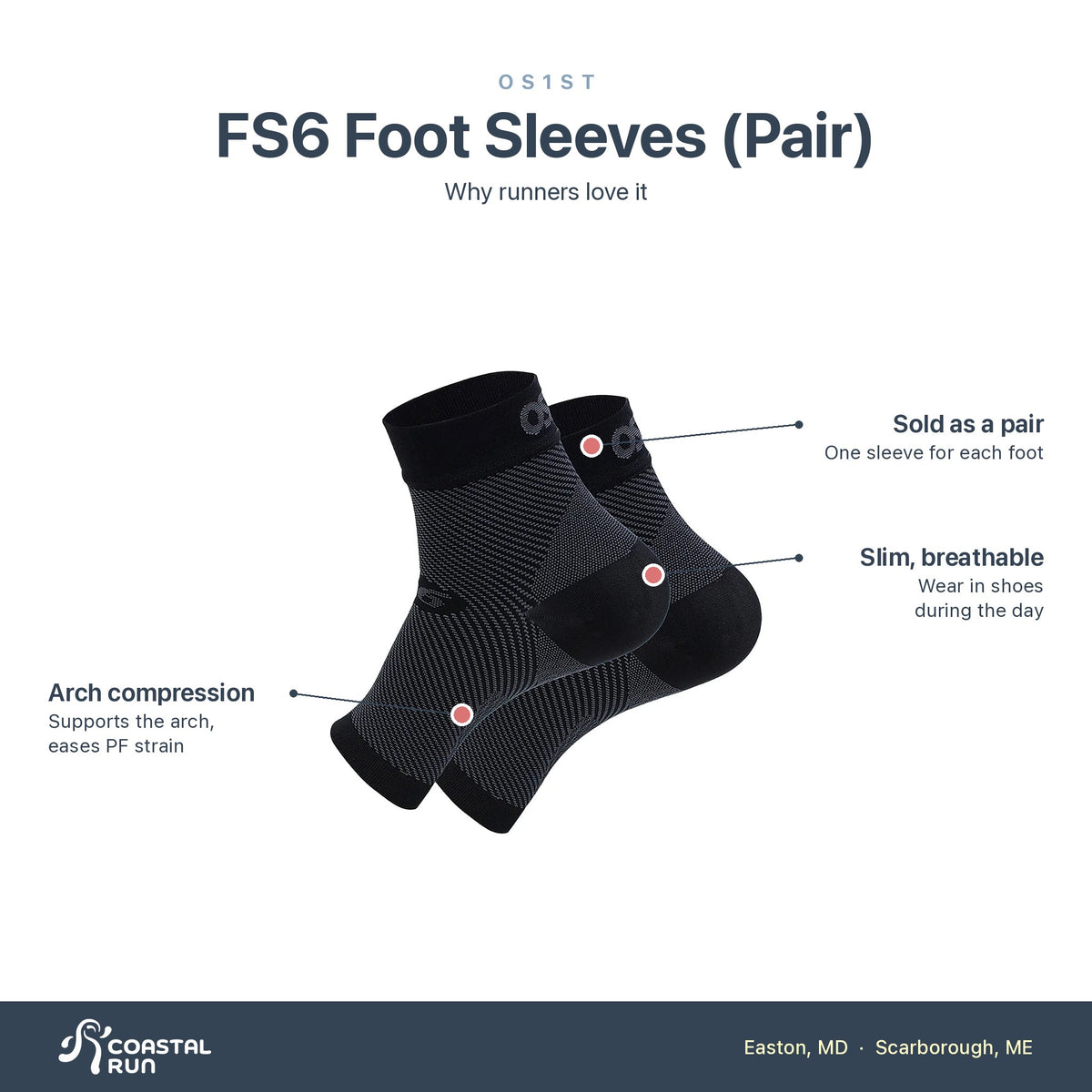 OS1st Perform Foot Sleeves PF-AT (Pair) FS6 features