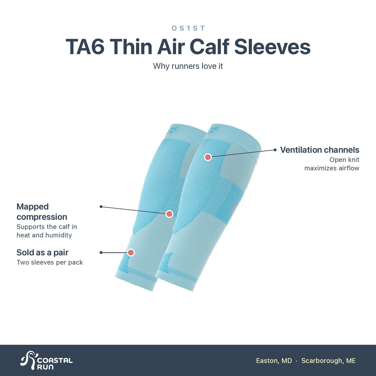OS1st Thin Air Performance Calf Sleeves features