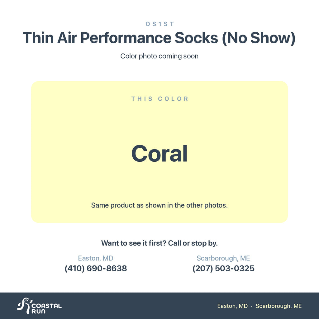 OS1st Thin Air Performance Socks (No Show), Coral color