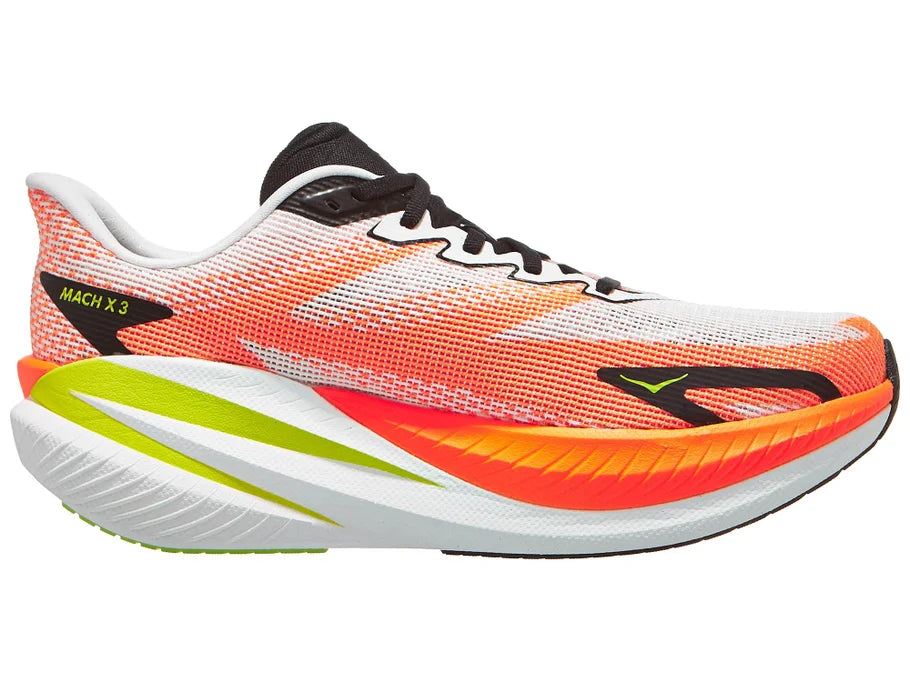 Men's - HOKA Mach X 3 - white / neon tangerine