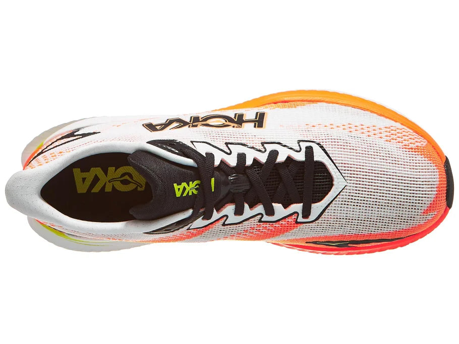 Men's - HOKA Mach X 3 - white / neon tangerine