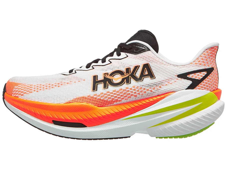 Men's - HOKA Mach X 3 - white / neon tangerine