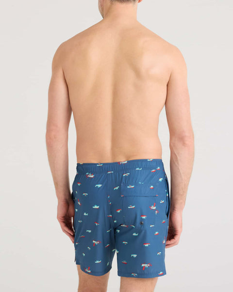 SAXX Men's Oh Buoy 2N1 Volley 7" Lets Get Kraken/Dark Denim