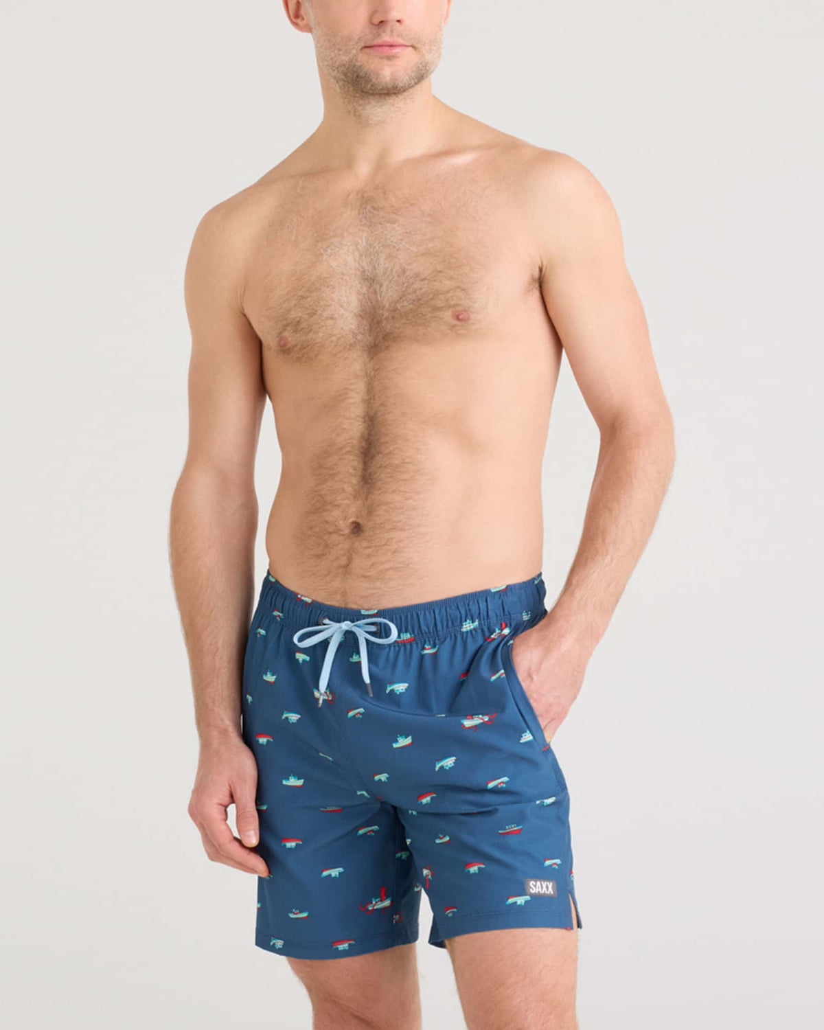 SAXX Men's Oh Buoy 2N1 Volley 7" Lets Get Kraken/Dark Denim