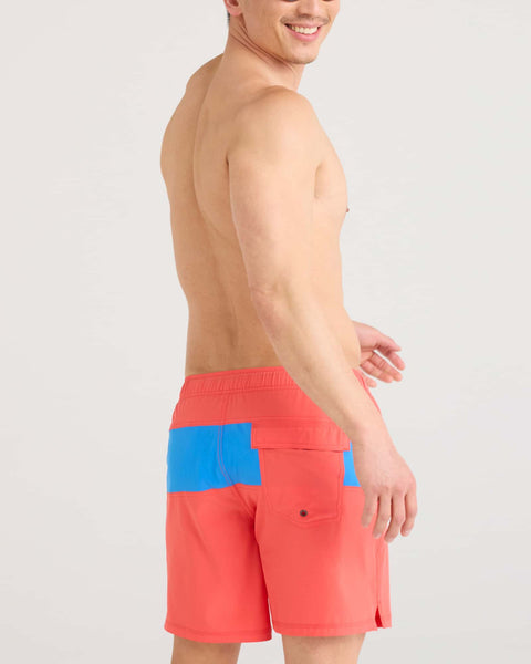 SAXX Men's Oh Buoy CB 2N1 Volley 7" Coral Red/Racer Blue