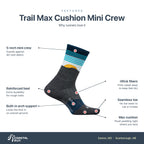 Feetures Trail Max Cushion Mini Crew Table Rock Gray features