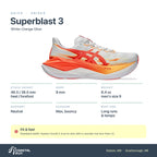 ASICS Superblast 3 White-Orange Glow specs