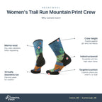 Smartwool Trail Run Mountain Print Crew Womens features