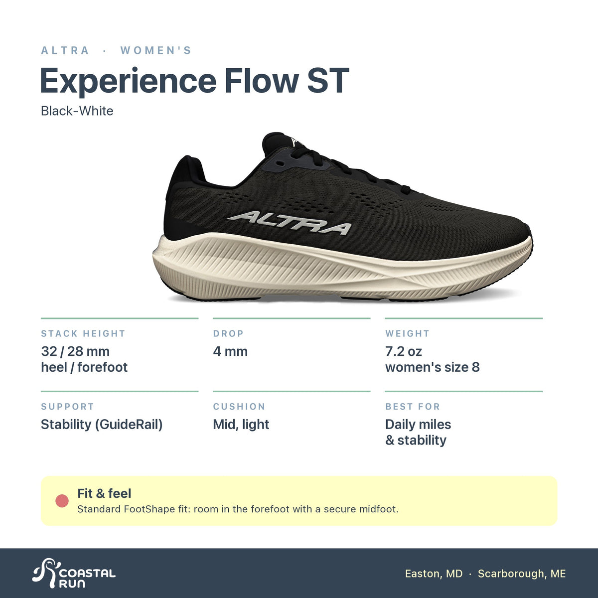 Women's Altra Experience Flow ST Black-White specs