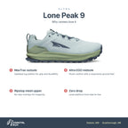 Women's Altra Lone Peak 9 Dusty Olive features