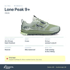 Women's Altra Lone Peak 9+ Glacier specs
