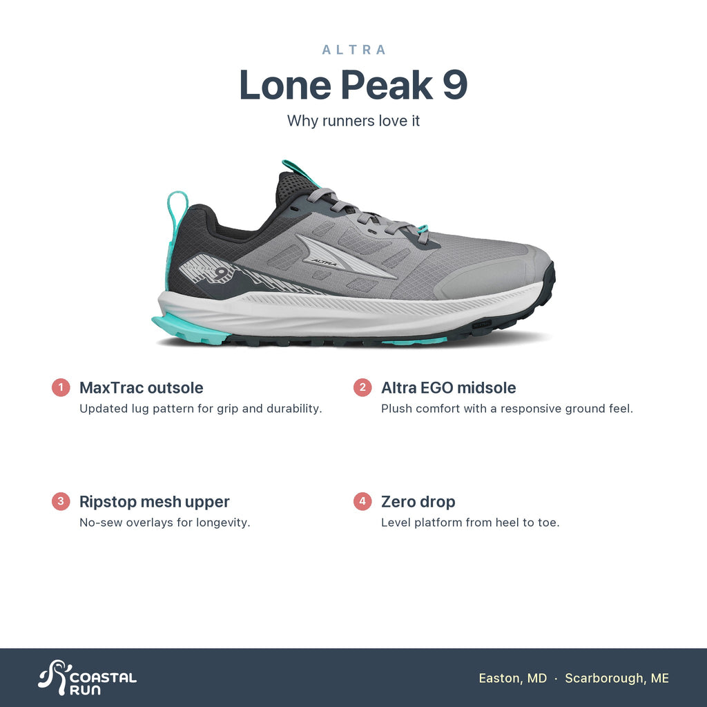 Women's Altra Lone Peak 9 Gray features