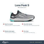 Women's Altra Lone Peak 9 Gray features