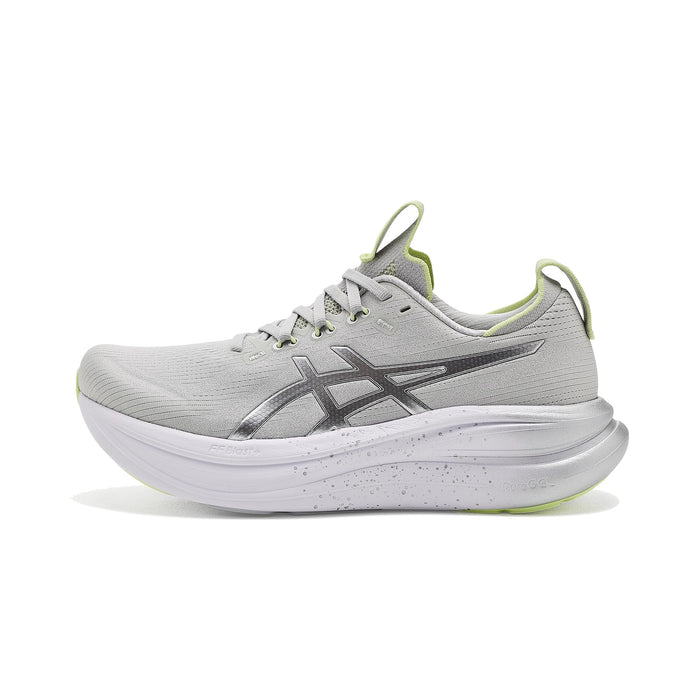 Women's - ASICS Gel Nimbus 28 - Platinum/Glow Green